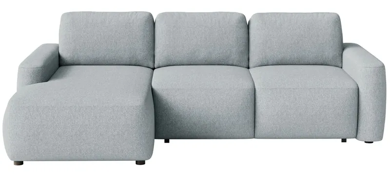 Ecksofa mit Schlaffunktion Carnos Mini, L-förmig, linksseitig, grau, pflegeleichter Chenille-Stoff