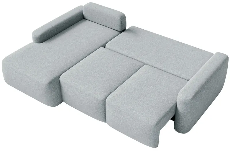 Ecksofa mit Schlaffunktion Carnos Mini, L-förmig, linksseitig, grau, pflegeleichter Chenille-Stoff