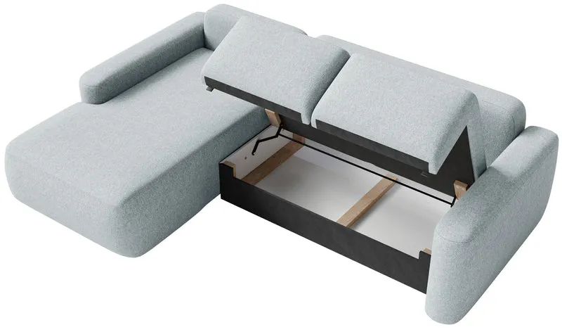 Ecksofa mit Schlaffunktion Carnos Mini, L-förmig, linksseitig, grau, pflegeleichter Chenille-Stoff
