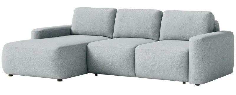 Ecksofa mit Schlaffunktion Carnos Mini, L-förmig, linksseitig, grau, pflegeleichter Chenille-Stoff