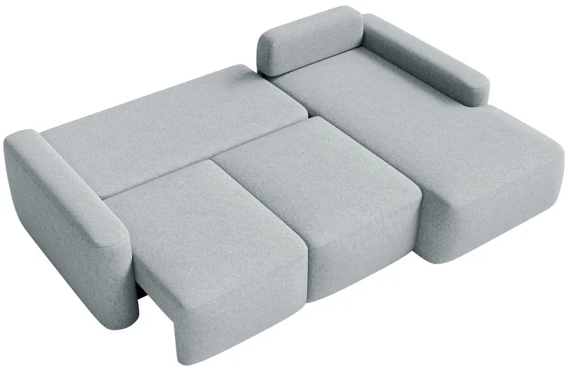 Ecksofa mit Schlaffunktion Carnos Mini, L-förmig, rechtsseitig, grau, pflegeleichter Chenille-Stoff