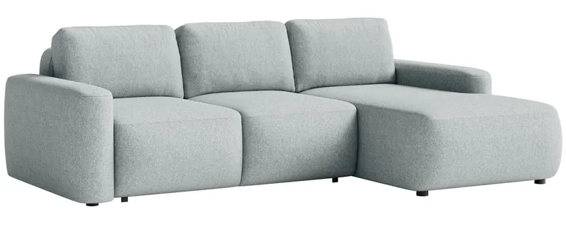 Ecksofa mit Schlaffunktion Carnos Mini, L-förmig, rechtsseitig, grau, pflegeleichter Chenille-Stoff