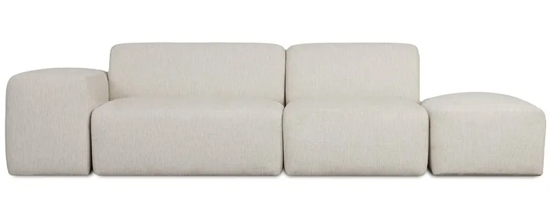 Modulares Sofa Pyllomi mit Hocker, cremefarbenes Geflecht