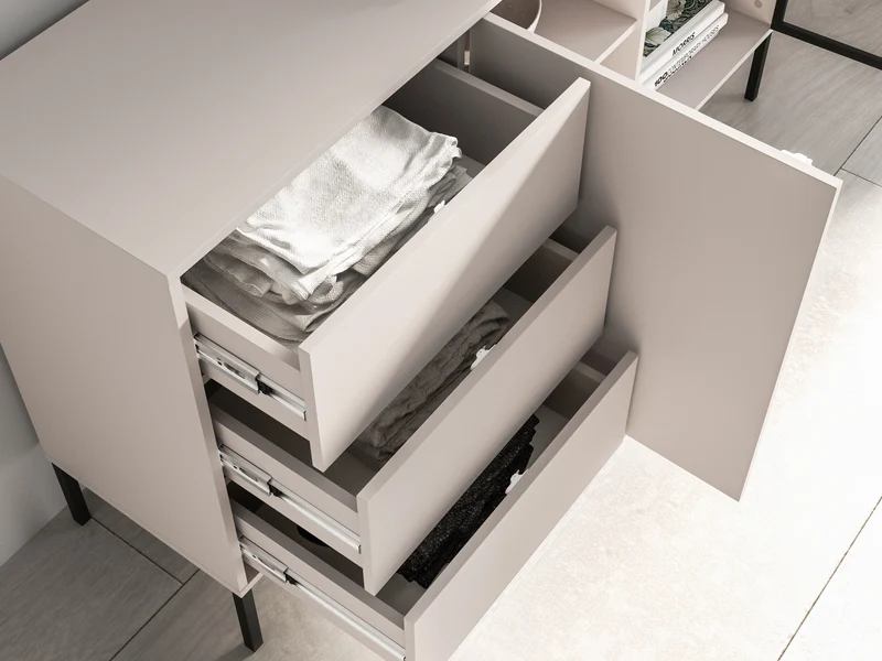 Zweiturige Kommode Barnee mit Schubladen und Beleuchtung, 160 cm, Kaschmir