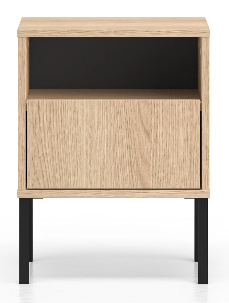 Nachttisch Barnee mit Nische und Schublade, 40 cm, Lindberg-Eiche
