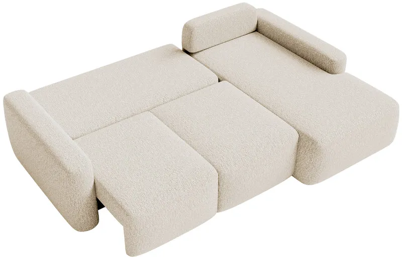 Ecksofa mit Schlaffunktion Carnos Mini, L-förmig, rechtsseitig, hellbeige Chenille