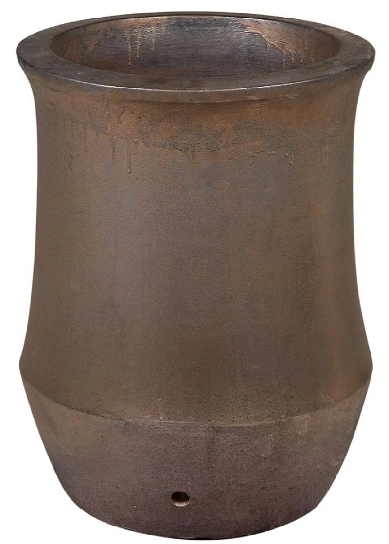 Casa Padrino Jugendstil Blumentopf Bronzefarben Ø 46 x H. 60 cm - Handgefertigter runder Terracotta Pflanzentopf - Garten & Terrassen Deko Accessoires
