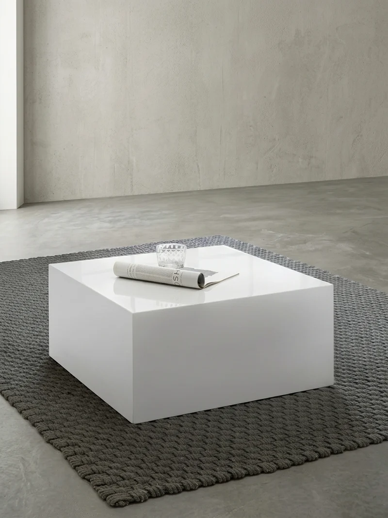 Couchtisch Weiß Hochglanz Marmor-Optik 60x30x60cm Quadratisch