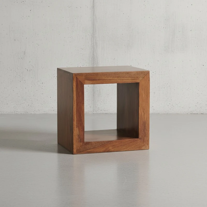 Standregal – Naturholz, 44x44x33 cm, handgefertigt, geradlinig