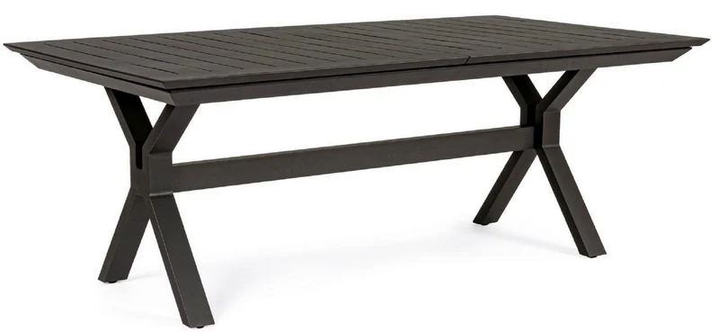 Casa Padrino Luxus Gartentisch Anthrazit 200-300 x 110 x H. 76 cm - Ausziehbarer Esstisch aus pulverbeschichtetem Aluminium - Luxus Garten & Terrassen Tisch - Luxus Garten & Terrassen Möbel