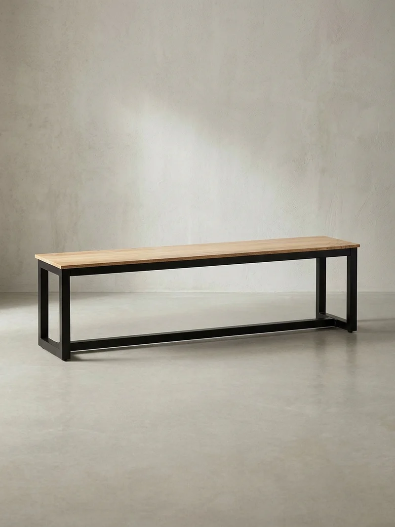 Esszimmerbank Massivholz Metall Loft-Stil ohne Lehne