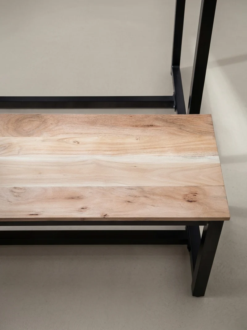 Esszimmerbank Massivholz Metall Loft-Stil ohne Lehne