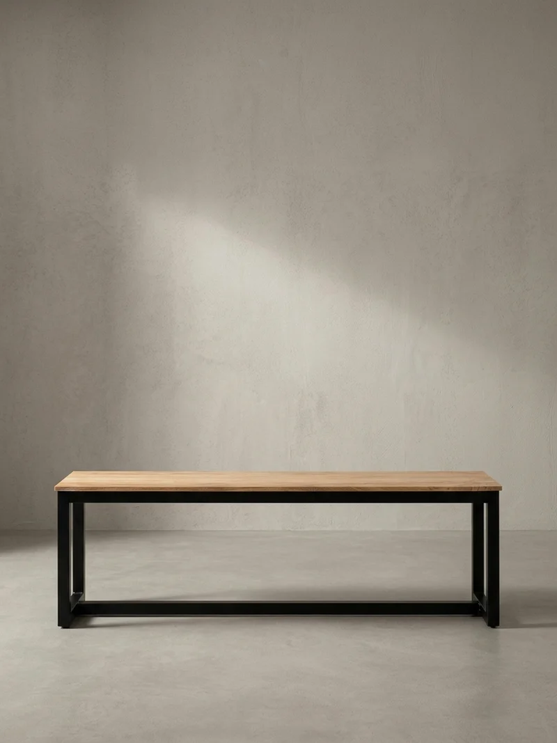 Esszimmerbank Massivholz Metall Loft-Stil ohne Lehne