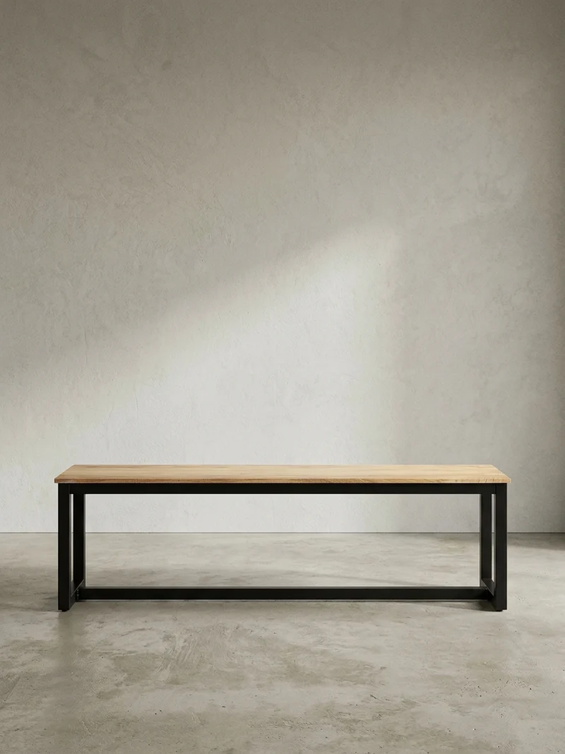 Esszimmerbank Massivholz Metall Loft-Stil ohne Lehne