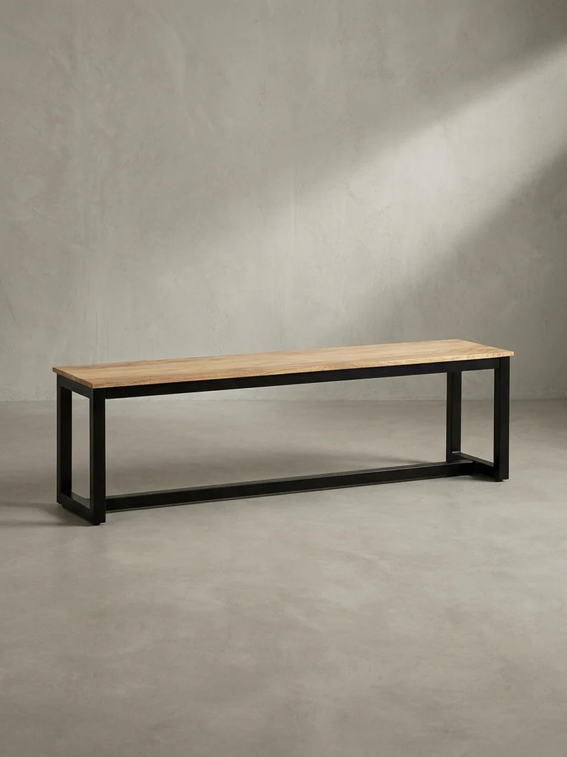 Esszimmerbank Massivholz Metall Loft-Stil ohne Lehne