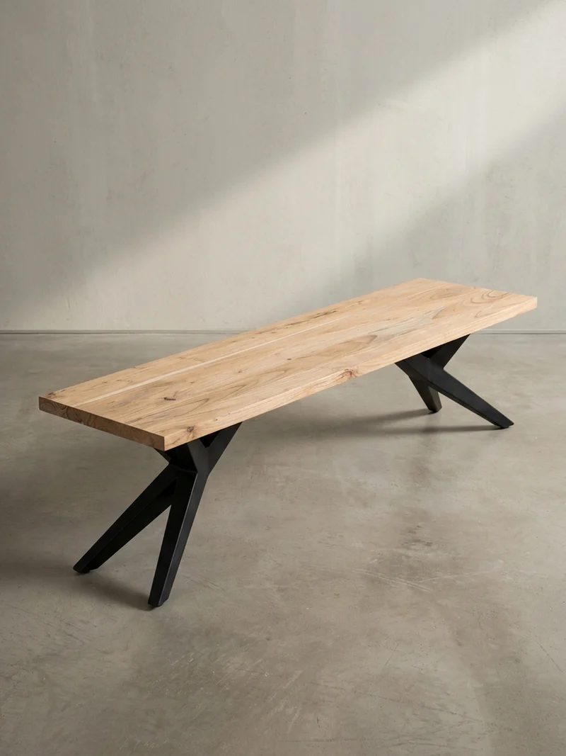 Esszimmerbank Massivholz Metall Loft-Stil