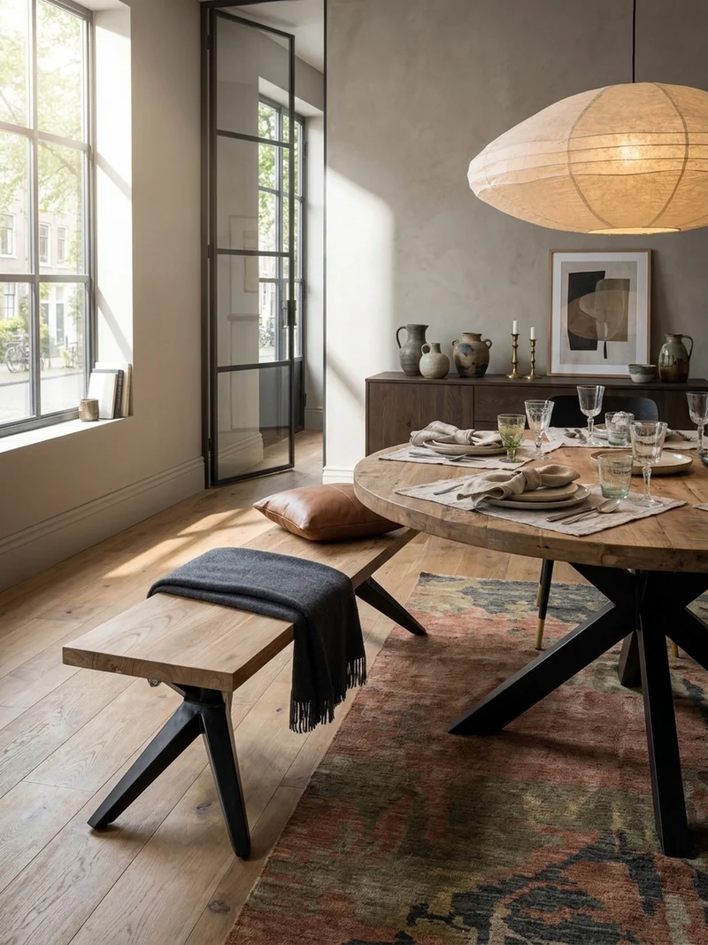 Esszimmerbank Massivholz Metall Loft-Stil