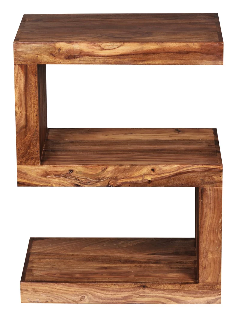 Beistelltisch Massivholz S-Form Handgefertigt
