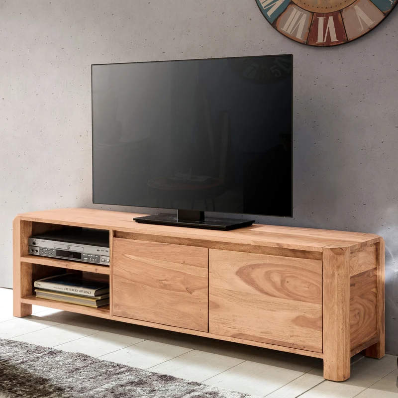 TV-Lowboard Massivholz, 4 Füße, viel Stauraum