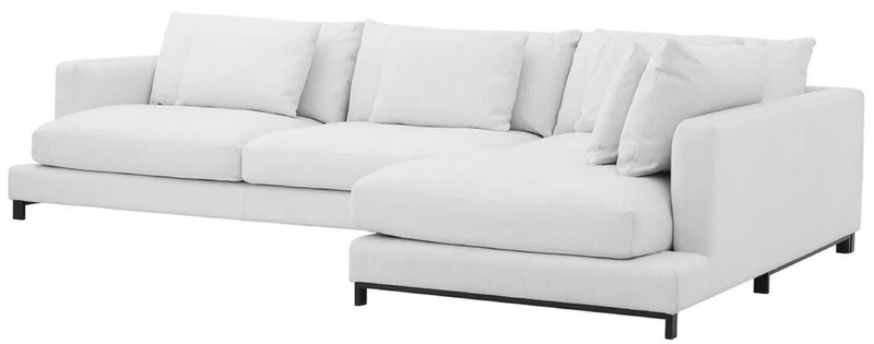 Casa Padrino Luxus Ecksofa Weiß / Schwarz 320 x 200 x H. 64 cm - Edles Wohnzimmer Sofa mit Kissen - Luxus Möbel - Luxus Qualität