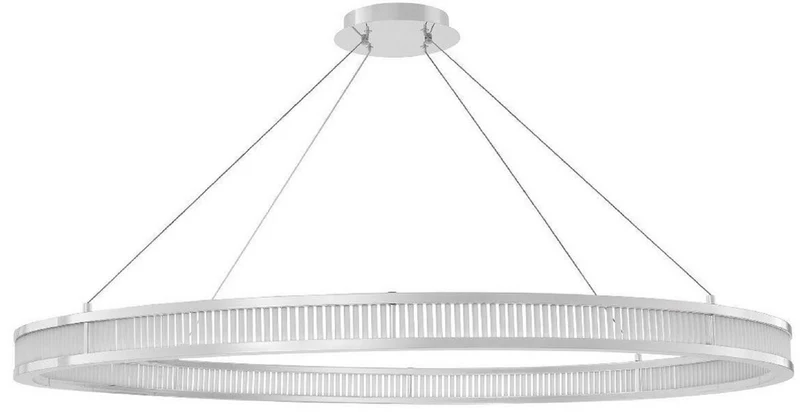 Casa Padrino Luxus LED Kronleuchter Silber / Weiß Ø 139 cm - Moderner runder Kronleuchter - Wohnzimmer Kronleuchter - Hotel Kronleuchter