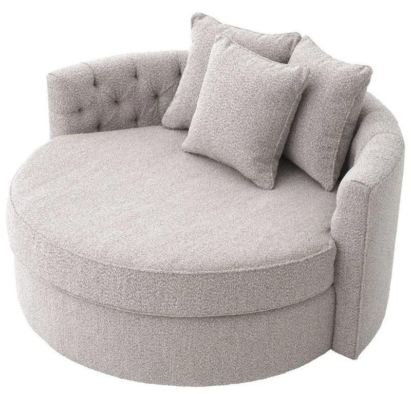 Casa Padrino Luxus Rundsofa Grau 157 x 148 x H. 90 cm - Modernes rundes Wohnzimmer Sofa mit 3 Kissen - Wohnzimmer Möbel - Luxus Möbel