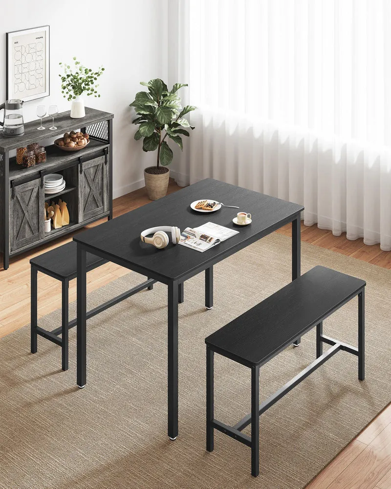 Esstisch-Set – Esstisch mit 2 Bänken – Küchenset mit 2 Esszimmerstühlen