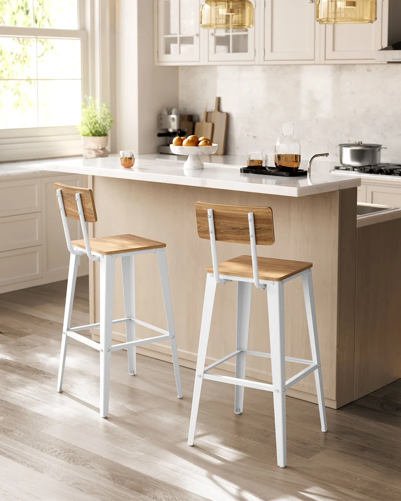 Barhocker mit Rückenlehne - 2er oder 4er Set