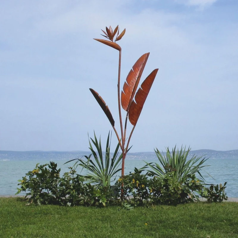 Casa Padrino Luxus Stahl Garten Deko Skulptur Pflanze Rost H. 205 cm