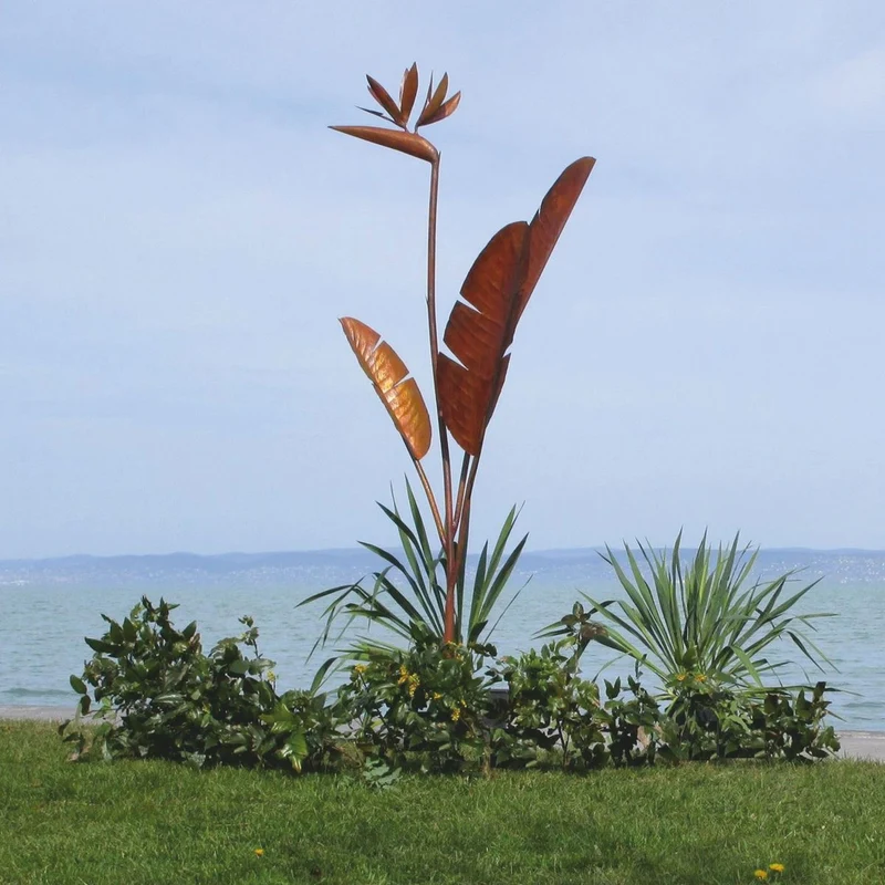 Casa Padrino Luxus Stahl Garten Deko Skulptur Pflanze Rost H. 205 cm