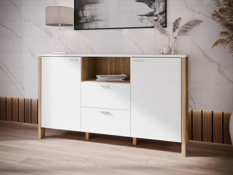 Sideboard Kommode SAITAMA Dekor: Secret Grey und Mauvella Eiche, Forte