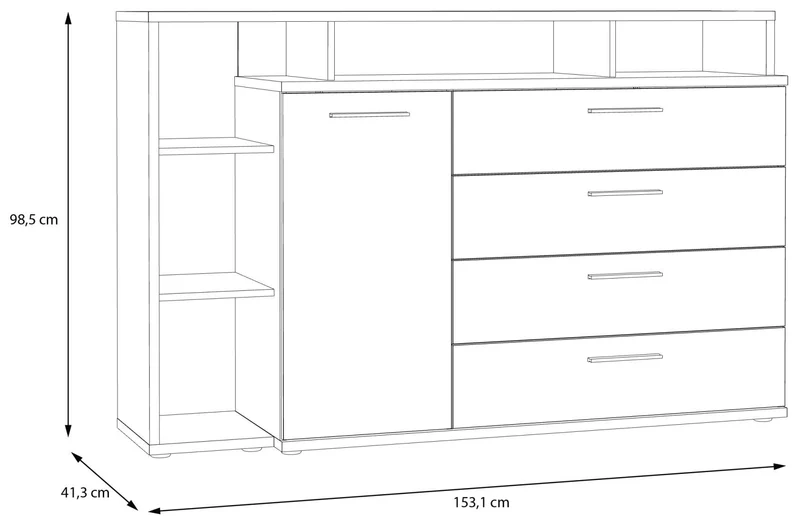 Sideboard Wäschekommode MAYACUS Dekor: Weiß / Mauvella Eiche von Forte