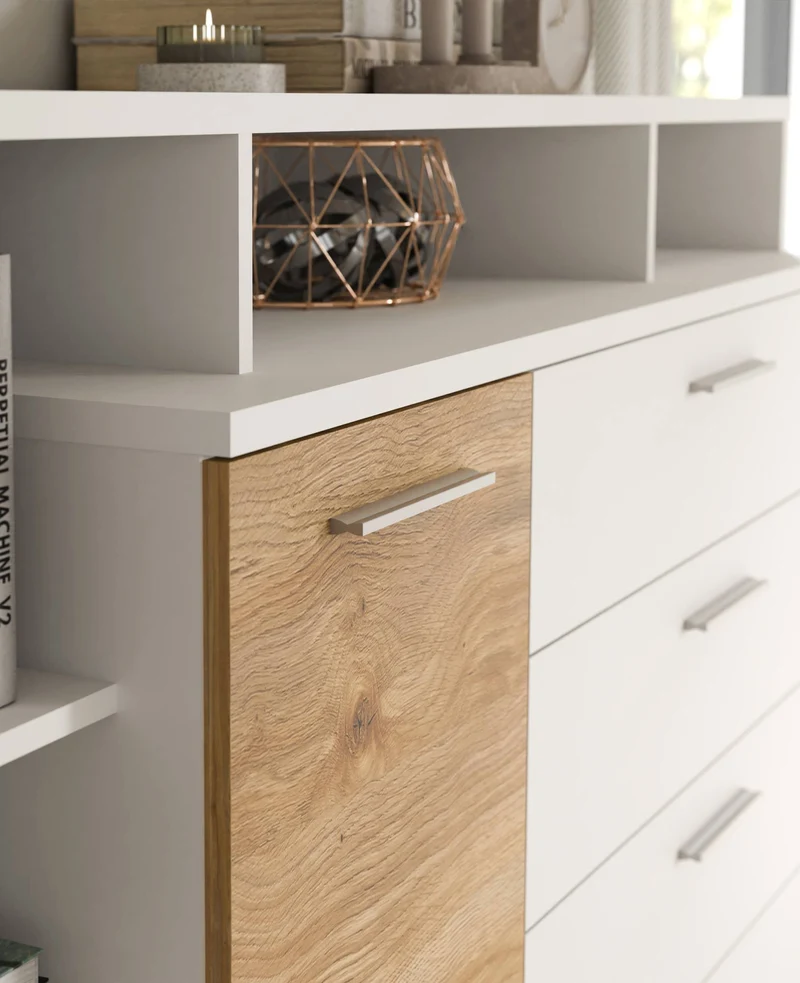 Sideboard Wäschekommode MAYACUS Dekor: Weiß / Mauvella Eiche von Forte