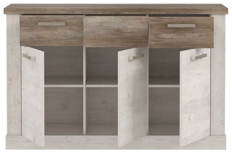 Sideboard DURO 3 Türen und 3 Schubladen Farbton: Pinie weiß antik