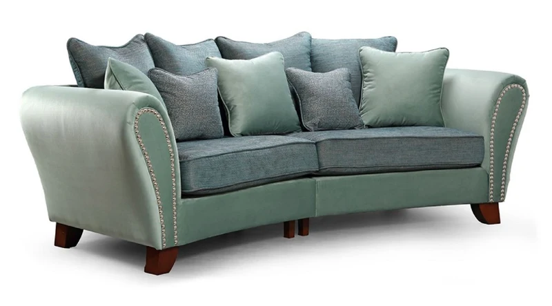 Casa Padrino Luxus 2er Sofa Grün / Blau / Dunkelbraun 250 x 120 x H. 100 cm - Gebogenes Wohnzimmer Sofa - Luxus Wohnzimmer Möbel