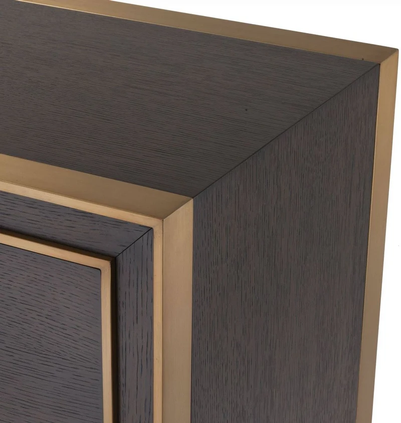 Casa Padrino Luxus Nachttisch Braun / Messingfarben 76 x 48,5 x H. 61,5 cm - Beistelltisch mit 2 Schubladen - Luxus Schlafzimmer Möbel