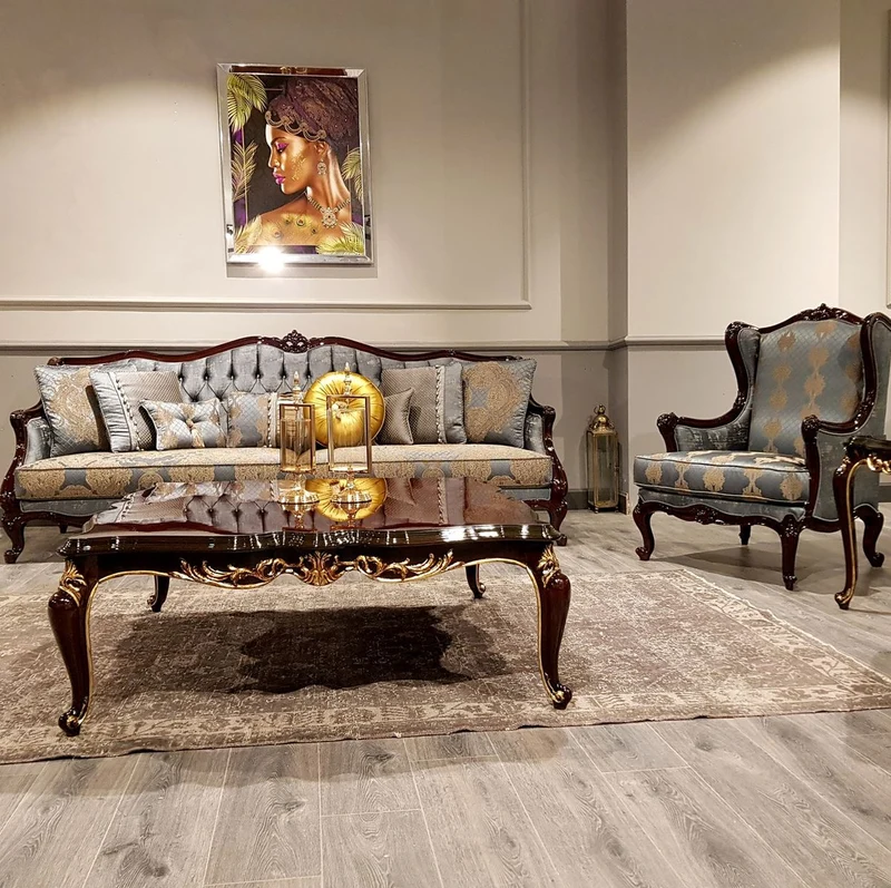 Casa Padrino Luxus Barock Ohrensessel Silber / Beige / Dunkelbraun - Prunkvoller Wohnzimmer Sessel mit elegantem Muster - Barock Möbel