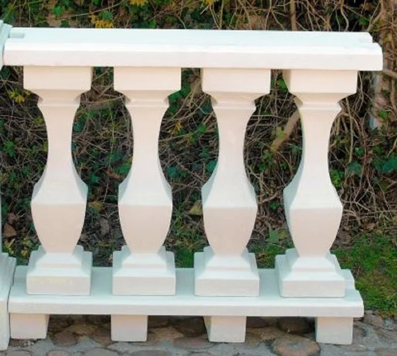 Casa Padrino Jugendstil Balustrade Weiß 100 x 25 x H. 86 cm - Massives Stein Geländer aus feinstem Beton - Prunkvolle Garten & Terrassen Deko