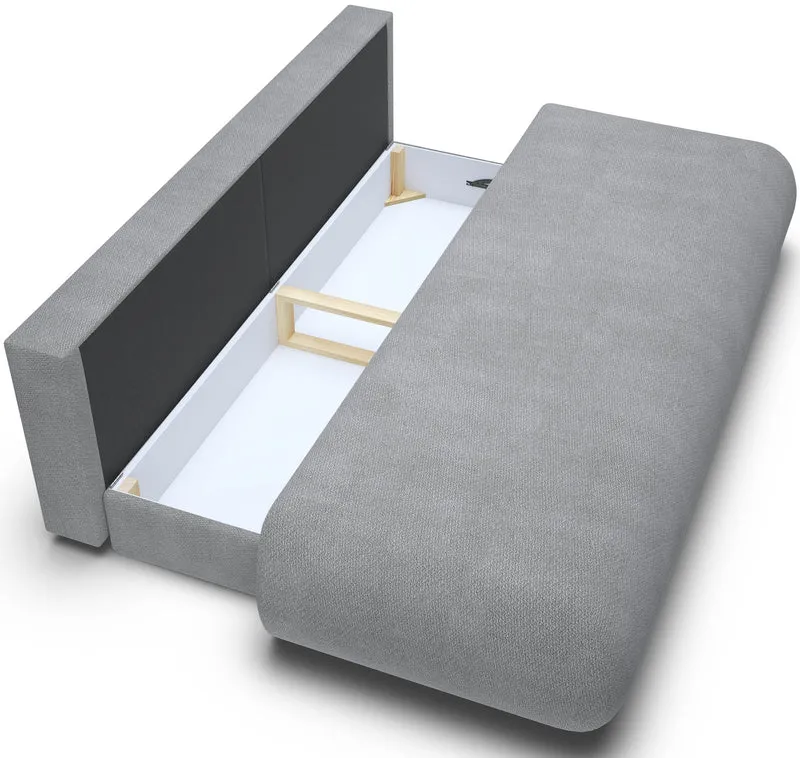 Dreisitziges ausklappbares Sofa Armone in grauem Chenille