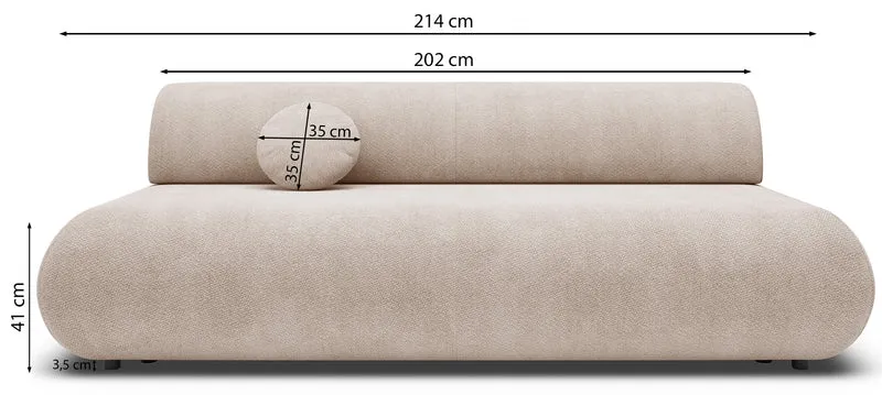 Dreisitziges ausklappbares Sofa Armone in grauem Chenille