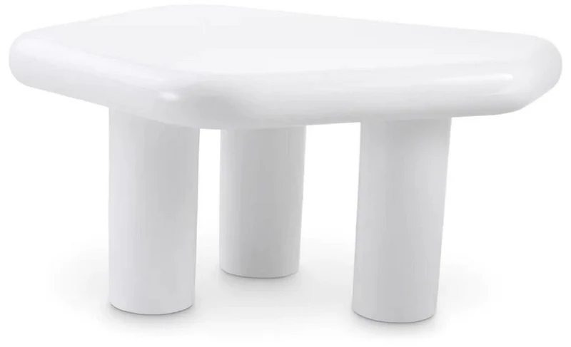 Casa Padrino Luxus Fiberglas Beistelltisch Hochglanz Weiß 85 x 62,5 x H. 41,5 cm - Fiberglas Tisch - Wohnzimmer Möbel - Hotel Möbel - Luxus Möbel - Fiberglas Möbel