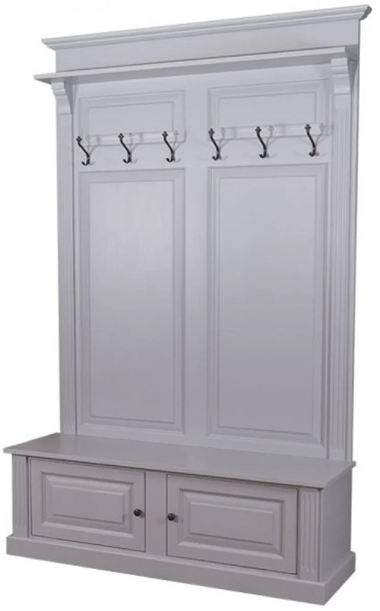 Casa Padrino Landhausstil Massivholz Garderobenschrank Grau 140 x 41 x H. 210 cm - Wand Garderobe - Flur Schrank - Flurmöbel - Garderobenmöbel - Landhausstil Möbel