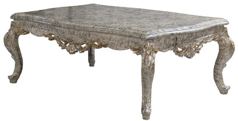 Casa Padrino Luxus Barock Wohnzimmer Set Grau / Antik Weiß / Gold - 2 Barock Sofas & 2 Barock Sessel & 1 Barock Couchtisch - Luxus Wohnzimmer Möbel im Barockstil - Barock Möbel - Edel & Prunkvoll