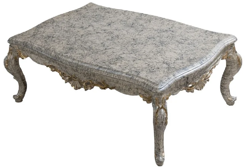 Casa Padrino Luxus Barock Wohnzimmer Set Grau / Antik Weiß / Gold - 2 Barock Sofas & 2 Barock Sessel & 1 Barock Couchtisch - Luxus Wohnzimmer Möbel im Barockstil - Barock Möbel - Edel & Prunkvoll