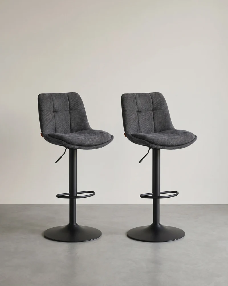 2er Set verstellbare Barstühle mit Rückenlehne und Fußstütze - 360° Drehfunktion