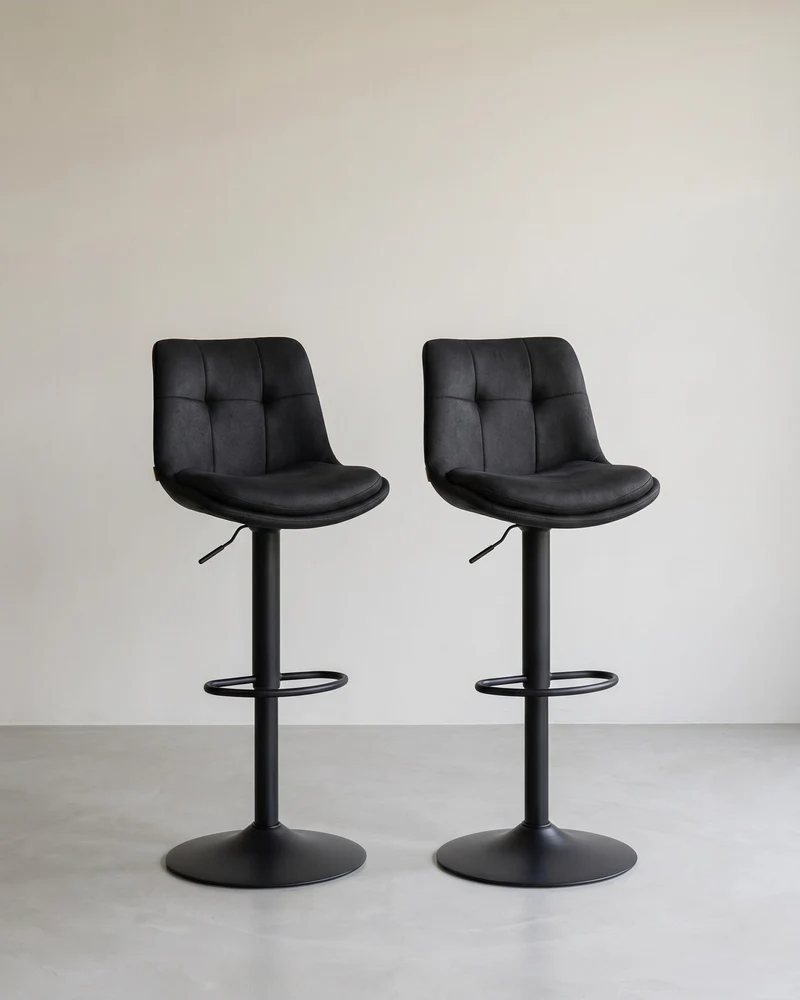 2er Set verstellbare Barstühle mit Rückenlehne und Fußstütze - 360° Drehfunktion