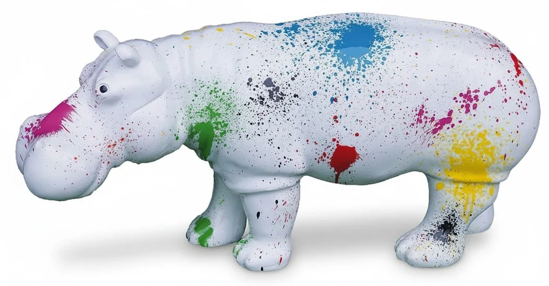 Casa Padrino Luxus Deko Skulptur Nilpferd Splash H. 45 cm - Deko Skulptur - Deko Figur - Tierfigur - Gartendeko