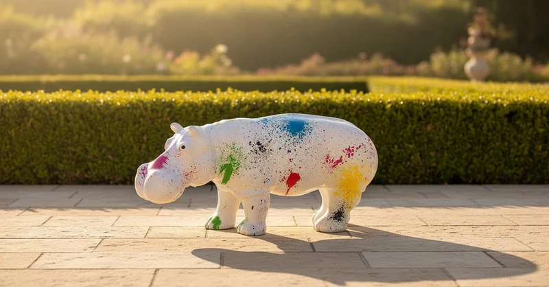 Casa Padrino Luxus Deko Skulptur Nilpferd Splash H. 45 cm - Deko Skulptur - Deko Figur - Tierfigur - Gartendeko