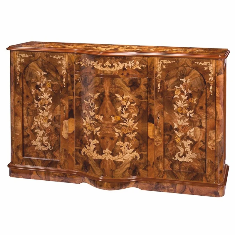 Casa Padrino Luxus Barock Sideboard Braun Intarsien 153 cm - Barock Möbel - Made in Italy