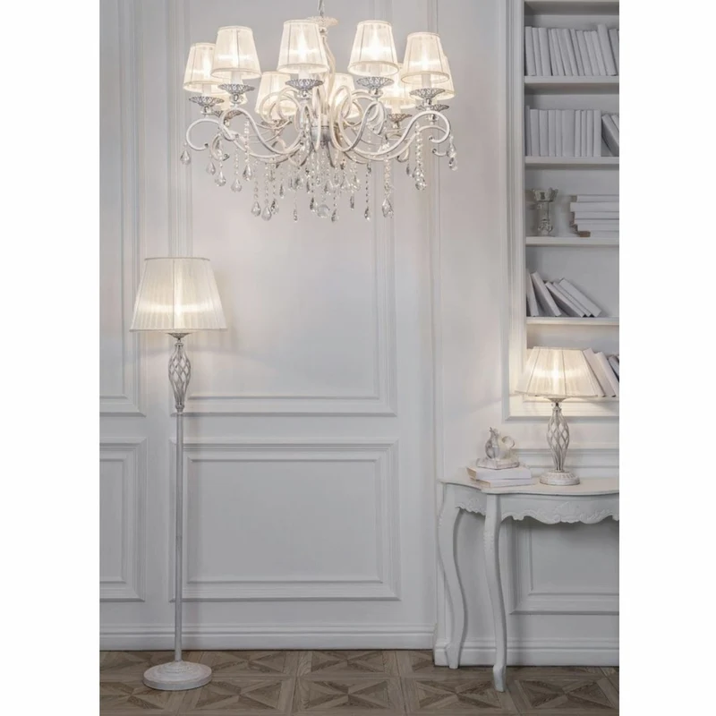 Casa Padrino Jugendstil Tischleuchte Antik Weiß / Weiß H. 56 cm - Barock & Jugendstil Leuchten